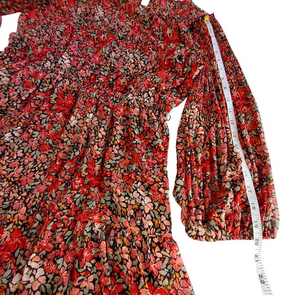 Lauren Conrad Red Floral Long Sleeve Dress Size  PXL Polyester Made In Indonesia - Picture 10 of 11